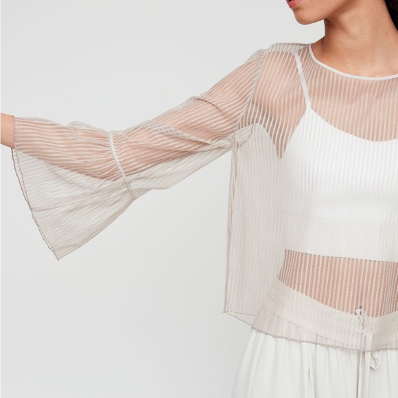 Aritzia Babaton Humbert Blouse Black Mesh Top Size XS Shell - Picture 6 of 9